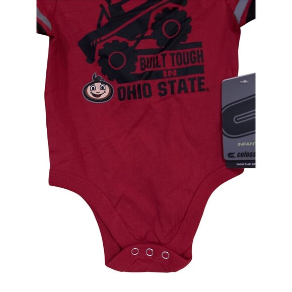 NEW Ohio State Buckeyes "Built Tough" Red  OSU LS One Piece Infant Boys (6-12) - Picture 2 of 6